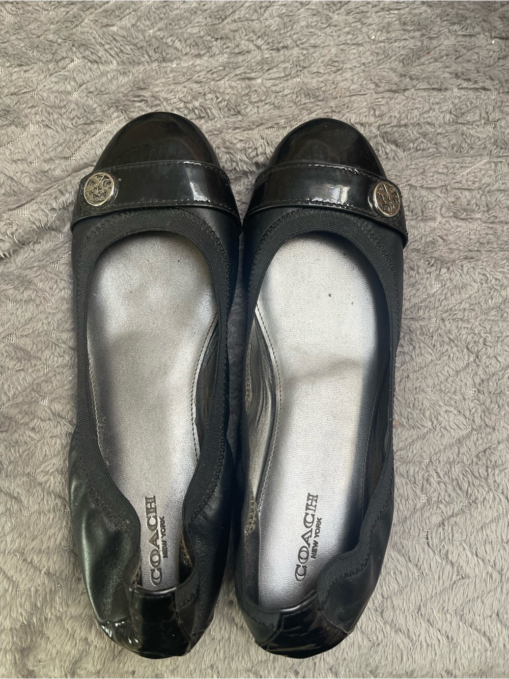 Coach Black Patent Trim Ballet Flats